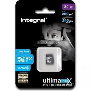 Tarjeta micro SDHC/XC INTEGRAL 32GB V90 8K 280/240MB Clase 10