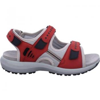 Sandalia mujer Westland by Josef Seibel Oliva-02 en nubuck rojo, tres tiras ajustables con velcro, cómodo y ligero piso de eva amortiguador, altura tacón bajo (1-3 cm), referencia 784