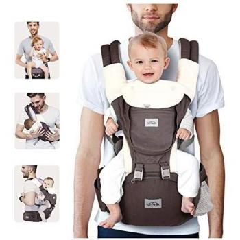 SIMBR Mochila Portabebés Multifuncional 12 en 1, Portabebés Ergonómico con Asiento para bebés de 3-36 Meses, Cinturón Ajustable y 3D tejido de red, Carga Máx 20 kg, Puro Algotón 100%