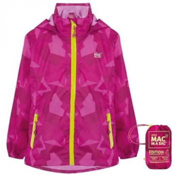Packable Waterproof Jacket for Kids - Lightweight Mini Raincoat in Pink Camo (Size 11-12y)