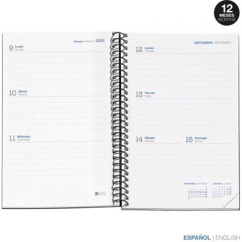 Agenda escolar 2024-2025 semana vista College negra Miquelrius 117x174mm Castellano e Inglés