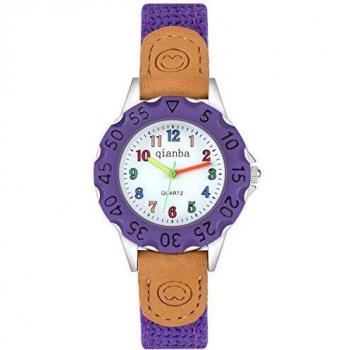 Reloj para Niñas Niños,Reloj Analógico Impermeable de Cuarzo al Agua con Correa de Nylon Colorido Mango con Número Reloj de Aprendizaje de Fácil Lectura para Niños