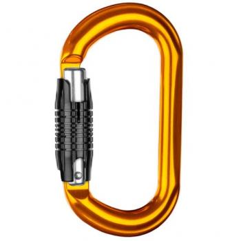 Grivel Mosquetón K9T Dorado con cierre de seguridad Sym Twist Lock en color naranja