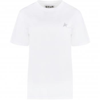 Golden Goose Women's Cotton Crew-Neck T-Shirt in White | Size Medium | GWP01220P000594 Color 80185