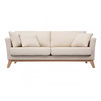 Sofá nórdico 3 plazas desenfundable beige con patas de madera Oslo