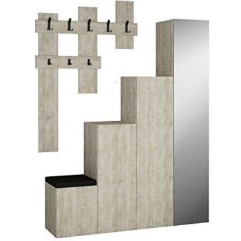 Homitis Hall Stand, UP, Madera, Beige, 37 x 140 x 180 cm