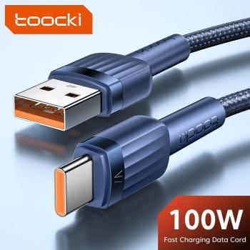 Cable USB-C Toocki 7A 100W para carga rápida y transferencia de datos, compatible con Huawei P50/P40, Xiaomi 12, Poco F3 y Samsung - 1M negro