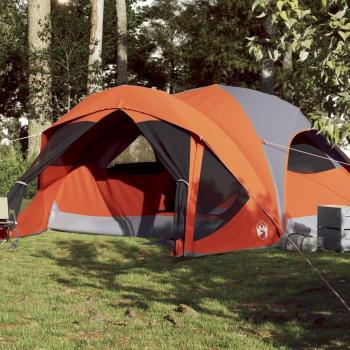 Tienda de campaña familiar impermeable para 6 personas en color gris y naranja
