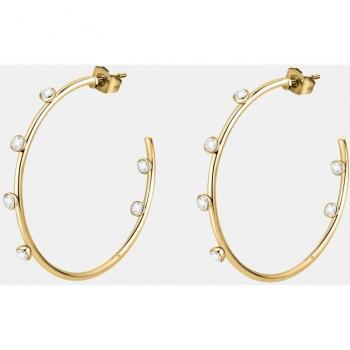 Pendientes de aro Creole Morellato SAUP07 en acero dorado con cristal facetado