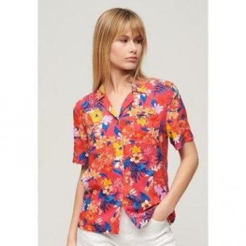 Superdry Camisa de Manga Corta Beach Resort en color rosa