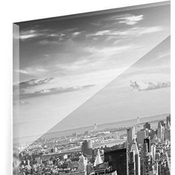 Cuadro de cristal - Manhattan Skyline - Panorama Apaisado, mural acristalado,mural de pared,decoración para pared,decoración,cristal,impresión en cristal,mural de pared de cristal,fotomural de cristal, impresión sobre cristal, Tamaño: 50cm x 125cm