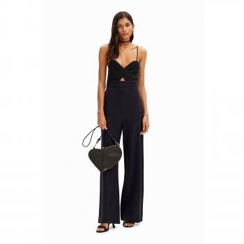 Desigual Tania Women's Black Fitted Crochet Jumpsuit