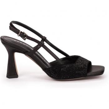 Sandalias de tacón negras con brillos modelo LASNE