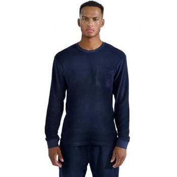 Camiseta de Hombre de Manga Larga en Algodón de Rizo Orgánico - Azul Marino