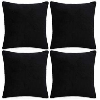 vidaXL 4X Cojines de Terciopelo 80x80cm Negro Accesorios para Hogar Decoración