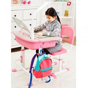 Leomark SMART Escritorio y silla - Regulable Escritorio con Cajón para niños ergonómico el color rosa