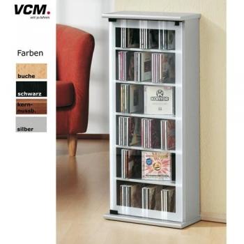 Estante de Madera Classic para CD y DVD con Puertas de Cristal, Capacidad para 204 CDs o 72 DVDs, Dimensiones: 92 x 31 x 18 cm, Color Nuez Central