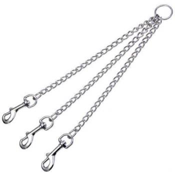 Acople de Cadena para Tres Perros con Correas Individuales de 3mm x 38 cm
