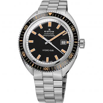 Edox Hydro-Sub Divers Stainless Steel Black Dial Automatic Men's Watch (80128-3NBM-NIB)