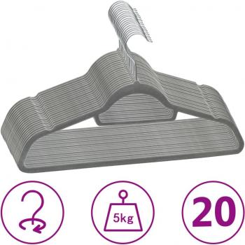 Juego de perchas de terciopelo negro con 20 piezas antideslizantes