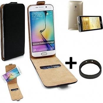TOP SET: Caso Smartphone para Asus ZenFone 5 cubierta del estilo del tirón 360°, negro + anillo protector, cubierta del tirón - K-S-Trade