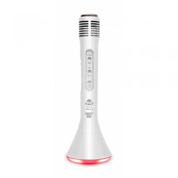 Sistema de Karaoke 4 en 1 PM10 Blanco con Micrófono Bluetooth y Luces LED