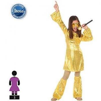 Atosa-56900 Disfraz Disco, Color Dorado, 3 a 4 años
