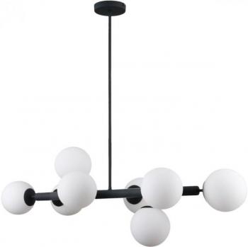 Lámpara colgante moderna Raddi Black, 8 luces, pantalla blanca, tipo de bombilla G9
