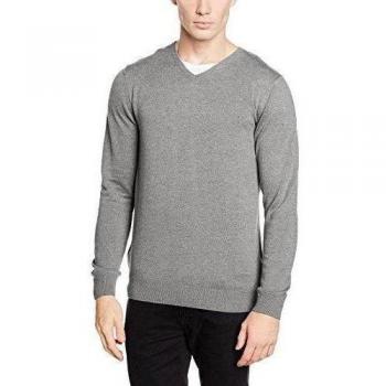 Paul James Knitwear Mens 100% Cotton V-Neck Jumper suéter, Gris