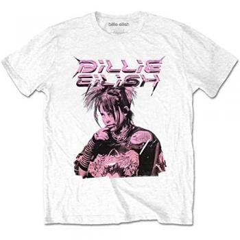Billie Eilish Official Unisex Purple Illustration T-Shirt - White - XL - 60% Cotton, 40% Polyester