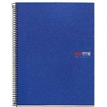 Miquelrius - Cuaderno Espiral Microperforado, Cubierta Polipropileno Opaco, Tamaño A5 148 x 210 mm, 2 Taladros, 150 Hojas de 70 g/m² y 6 Franjas de Color, Cuadrícula de 5 mm, color Azul