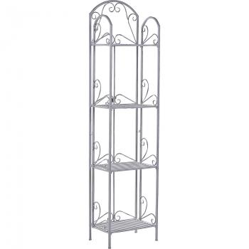 Estantería de Baño Vintage de Metal Gris con 4 Niveles Autosuficiente