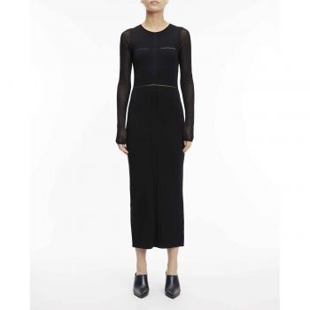 Calvin Klein - Vestido midi con panel transparente slim
