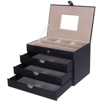 Songmics JBC125C - Caja de joyerías, imitación de cuero, color negro y marrón