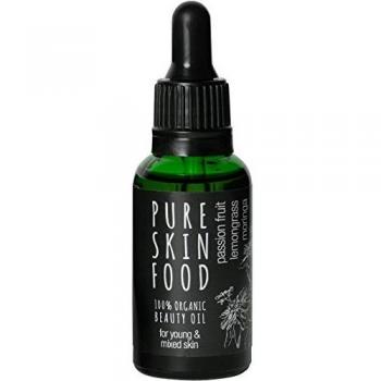 PURE SKIN FOOD Organic Beauty Oil for Oily and Combination Skin with Passion Fruit, Lemongrass & Moringa, 30 ml