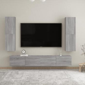 Mueble de TV de pared 2 piezas Sonoma gris 30,5x30x110 cm