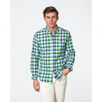 Camisa de hombre oxford regular cuadros bicolor verde