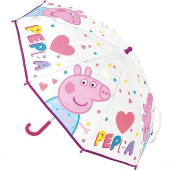 Paraguas Manual Peppa Pig 46cm Rosa Oscuro Having Fun Safta Ligero Campana
