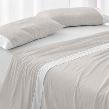 Juego de Sábanas Burrito Blanco 50% Algodón 50% Poliéster Modelo 238 Cama 90 cm Beige Claro
