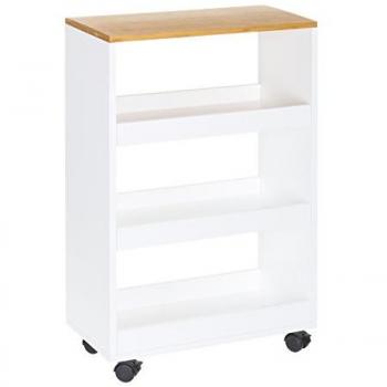 Carro estantería con ruedas de madera blanco y natural de 48x24x77 cm Lola Home