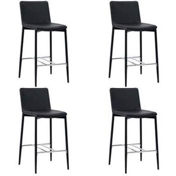 vidaXL 4X Taburetes de Cocina Cuero Sintético Hogar Jardín Salón Bar Comedor Bricolaje Decoración Diseño Estilo Mobiliario Muebles Asiento Banco Negro
