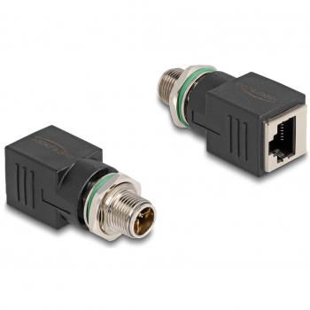 Adaptador M12 X-codificado 8 Pines Macho a RJ45 Hembra Recto Delock 60065