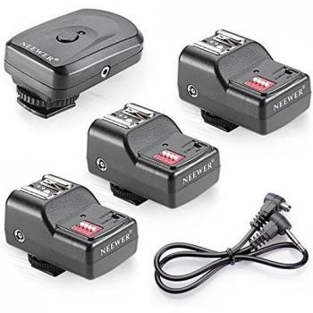 Neewer - 16 canales de FM inalámbrico de control remoto del flash Speedlite Radio Disparador 1 Transmisor 3 Receptores 1 PC cable de sincronización para Canon 580EX II 580EX 550EX 540EZ 520EZ 430EX 430EZ 420EX 420EZ 380EX, Nikon SB-800 SB-600 SB-28, SB-