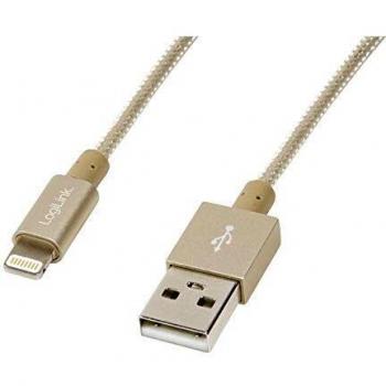 Cable USB A a Lightning 1m Logilink - Conector Macho, Recto, Aluminio Dorado