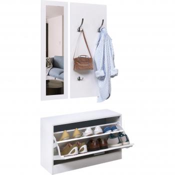HOMCOM Conjunto de Muebles de Entrada con Zapatero, Espejo y Perchero