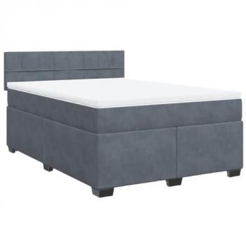 Cama box spring con colchón de terciopelo gris oscuro 140x200 cm