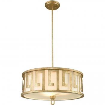 Lámpara colgante Lemuria 54,6 cm de diámetro, montaje doble para techo redondo grande de 3 luces, color dorado, casquillo E27