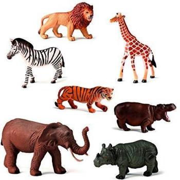 Miniland- Bote con Animales de Selva, 7 Piezas