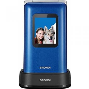 Teléfono Brondi Amico Prezioso Azul Metal Dual SIM para Personas Mayores con Pantalla de 2.8 y Base de Carga