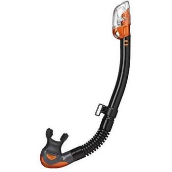 Tubo de Buceo Snorkel TUSA Hyperdry Elite 2 con Válvula DryTop, Color Negro/Naranja